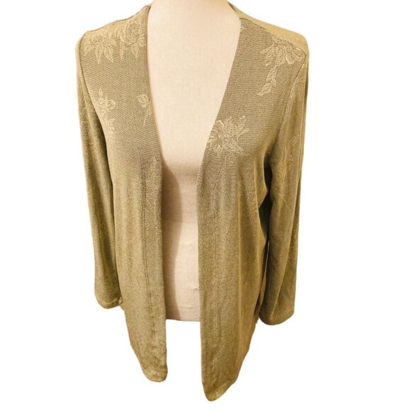 Carole Little golden/tan patterned Cardigan - Picture 1 of 7